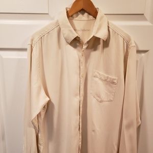 Tommy Bahama shirt size L silk beige EUC